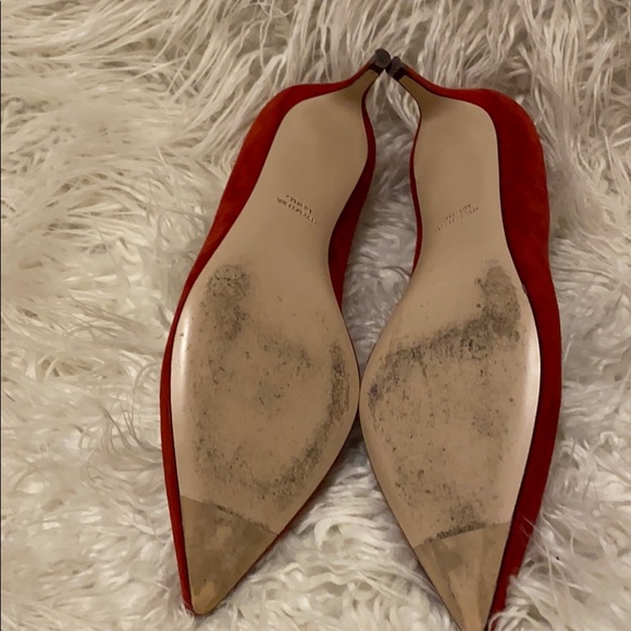 Stuart Weitzman red suede pumps. - Picture 5 of 6